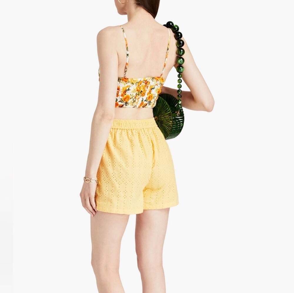 Onia Women's Yellow Orange Floral Print Crop Top Camisole Size M - Picture 2 of 9